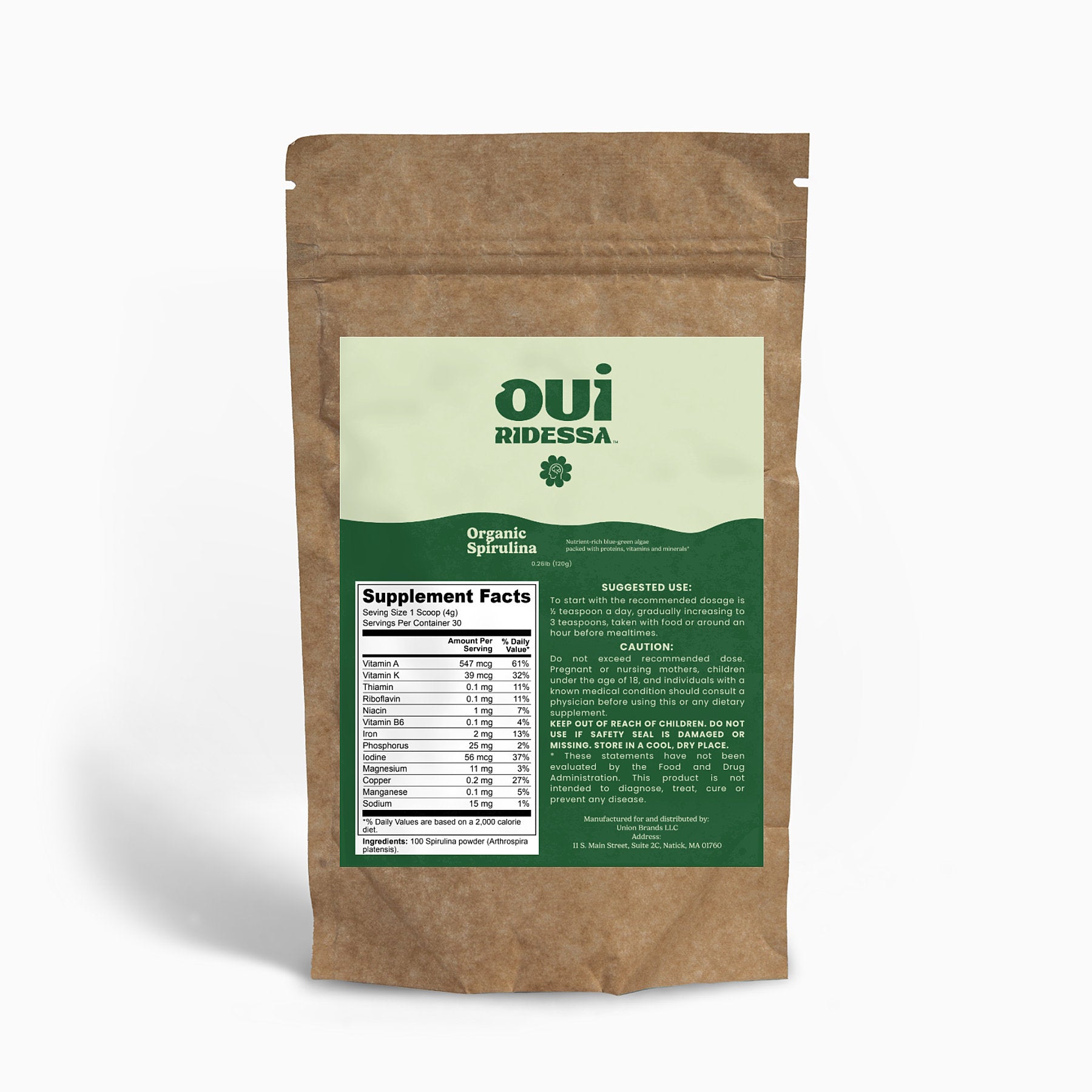 Green Goddess Spirulina Powder - Ouiridessa